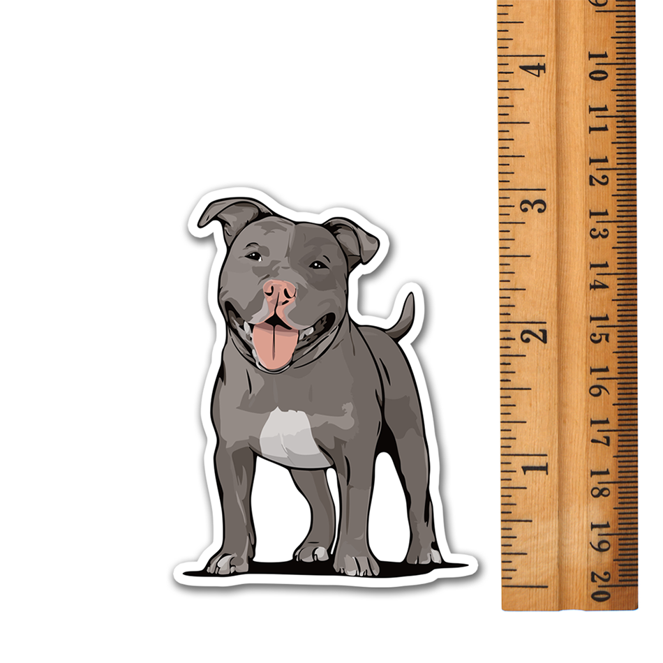 Pit Bull Terrier Dog Sticker - 3" Gray Pitbull Vinyl Decal Stickers Puppy Dogs Design Waterproof Pittie Decals