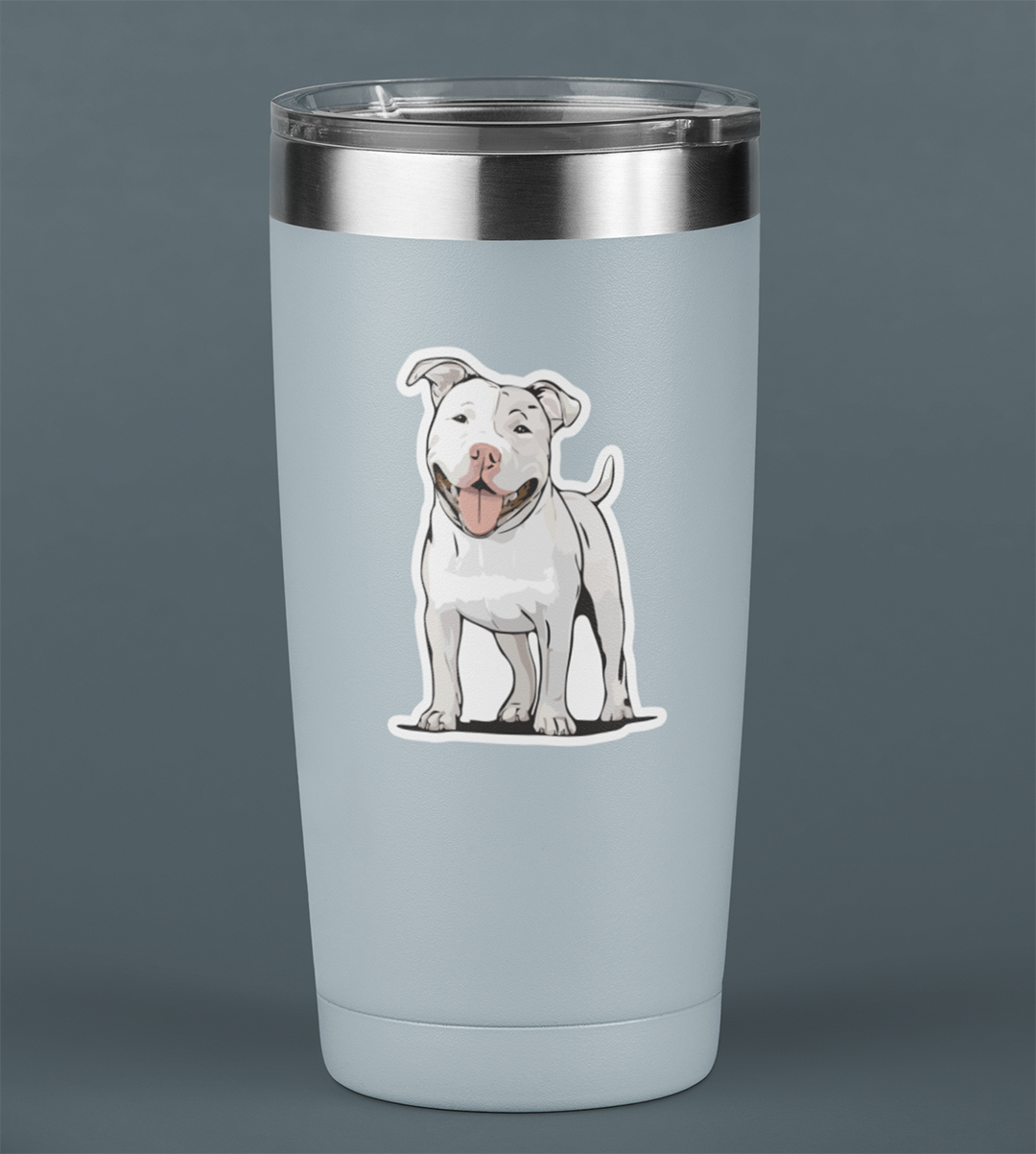 Pit Bull Terrier Dog Sticker - 3" White Pitbull Vinyl Decal Stickers Puppy Dogs Design Waterproof Cute Pittie Pup Pet Decals