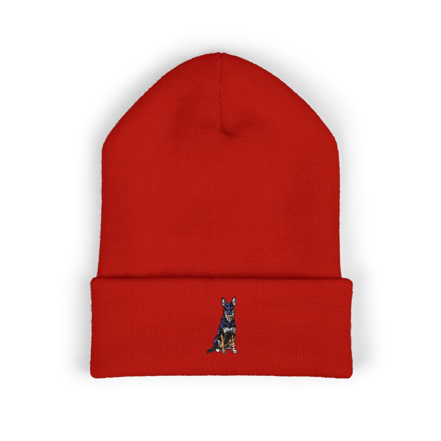 Buddy Embroidered German Shepherd Cuffed Beanie, Dog Lover Knit Hat, Winter Accessories Cap, Pet Owner Gifts, Cozy Beanies