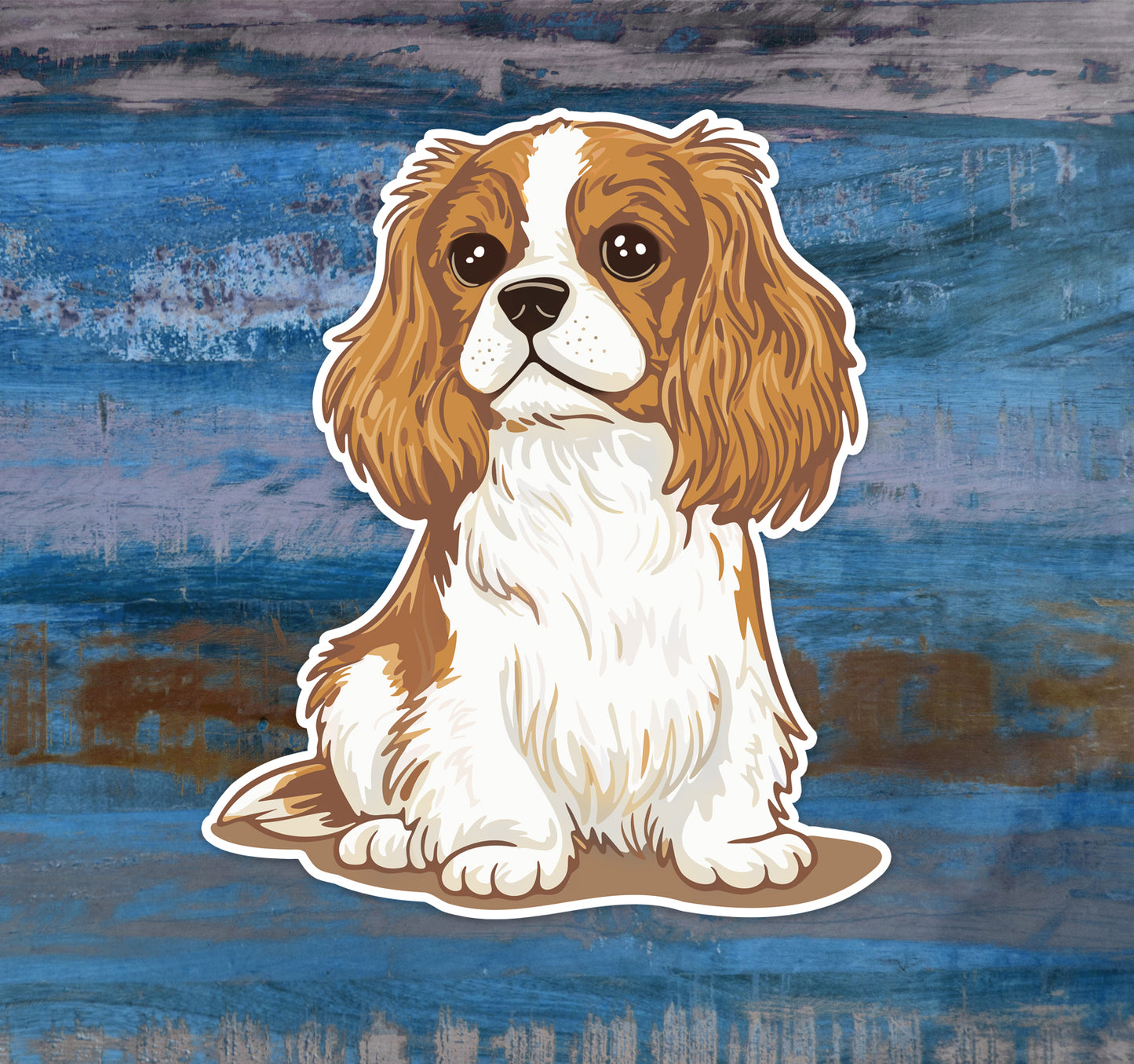 6" Blenheim Cavalier King Charles Spaniel Puppy Dog Sticker - Waterproof, Fade-Resistant Decal Stickers