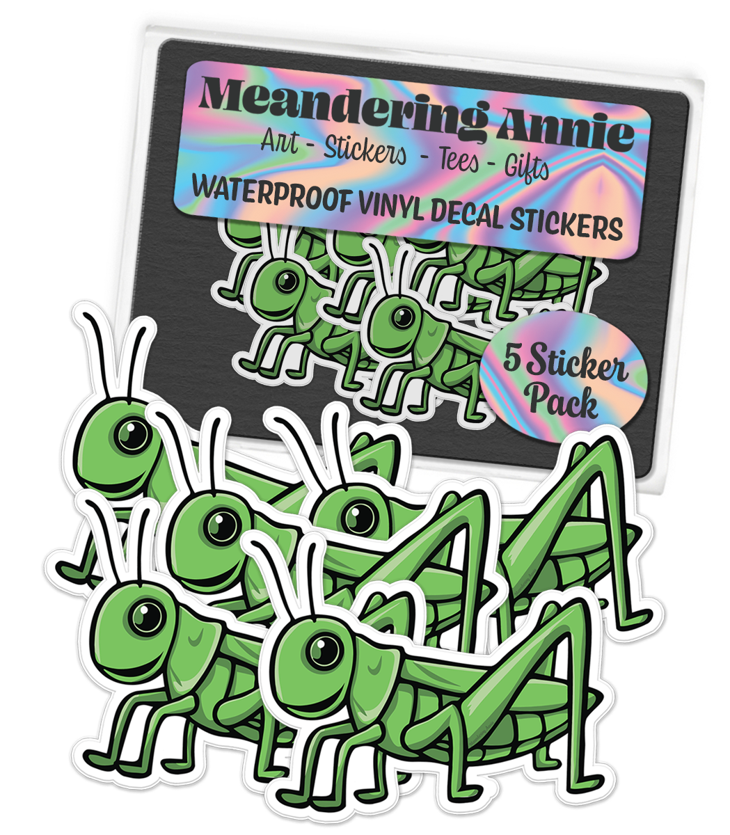 Small 2" Grasshopper Stickers Bundle - Waterproof, Fade-Resistant Decal Sticker Insect Bug Decals
