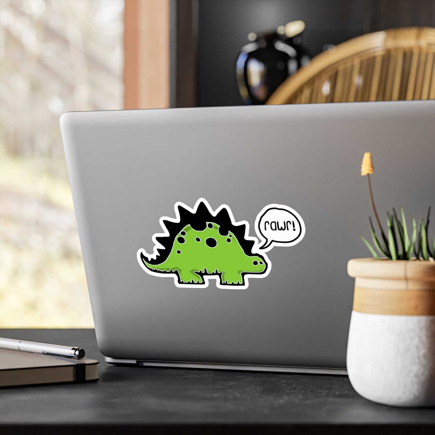 Rawr! Dino Dinsaur Vinyl Sticker Kiss-Cut Vinyl Decals Stegosaurus Dinosaur Stickers