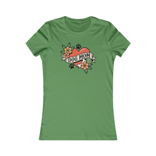 Dog Mom Heart Tattoo Tee | Dogs Paw Print Retro Hearts Women's Fitted T-shirt, Floral Tattoos Shirt Childless Dog Lady