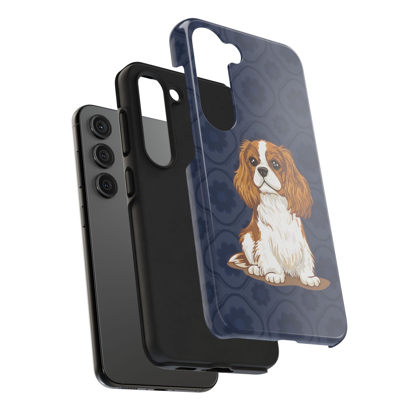 Cavalier King Charles Spaniel Dog Phone Case, Tough Phone Cases Pet Dogs Blue Pattern
