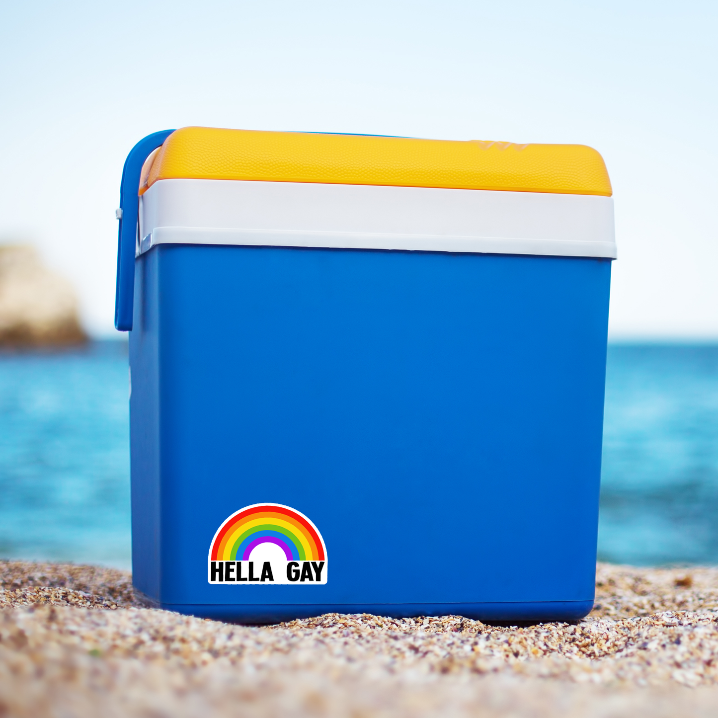 Hella Gay Rainbow Vinyl Sticker - 4" Pride Month Rainbows LGBTQIA+ Decals Waterproof Outdoor Stickers