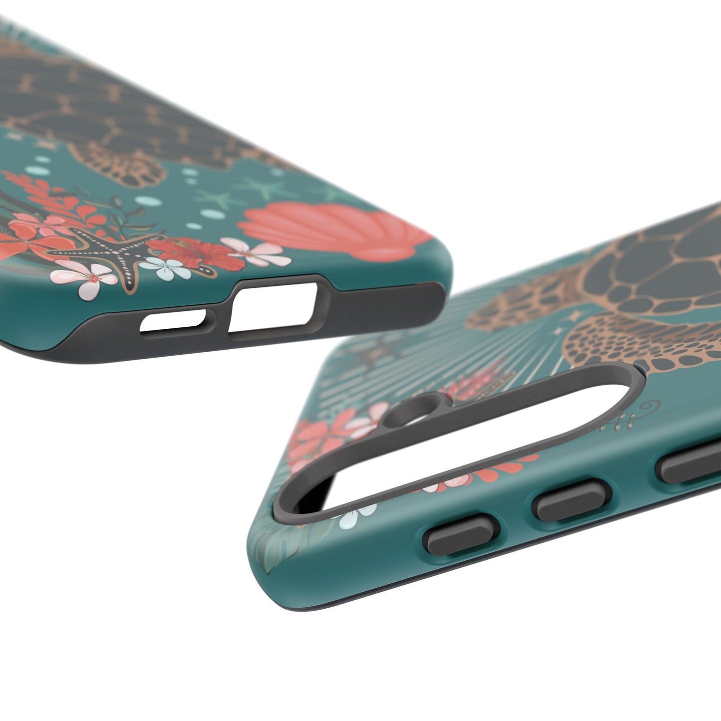 Sea Turtle Illustration Phone Case | Ocean Turtles Coral Floral Pattern Cell Phone Cases - Iphone, Google Pixel, Samsung - Matte Finish
