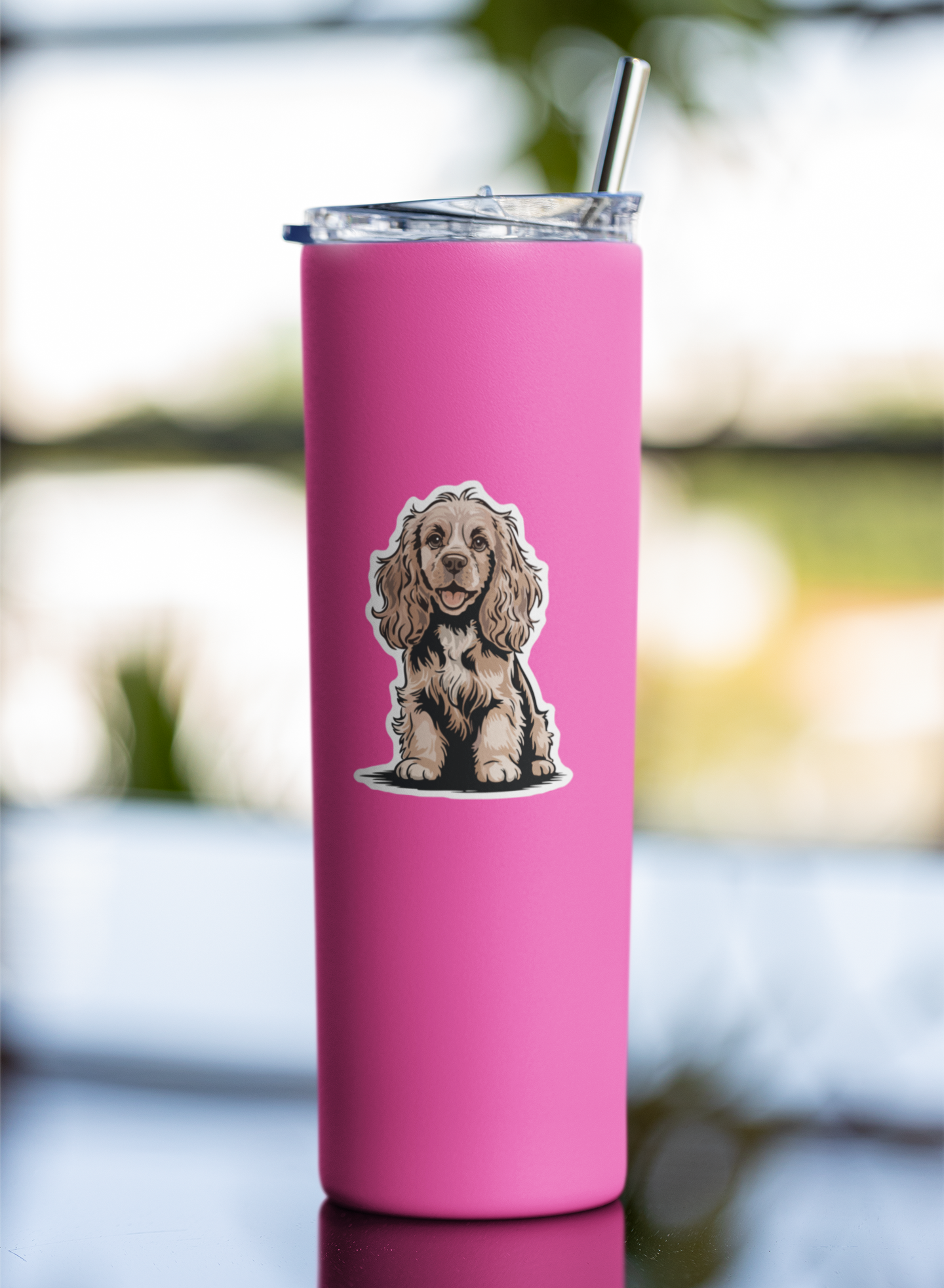 3" Cocker Spaniel Dog Sticker, Tan Light Brown Spaniels Dogs Pet Owner Vinyl Decal Stickers Outdoor Waterproof Decals
