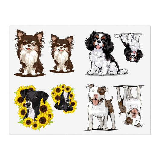 Dogs Vinyl Sticker Sheets - Includes Multiple Cute Dog Stickers - Long Haired Chihuahua, Lab Mix, Pit Bull, Cavalier King Charles Spaniel