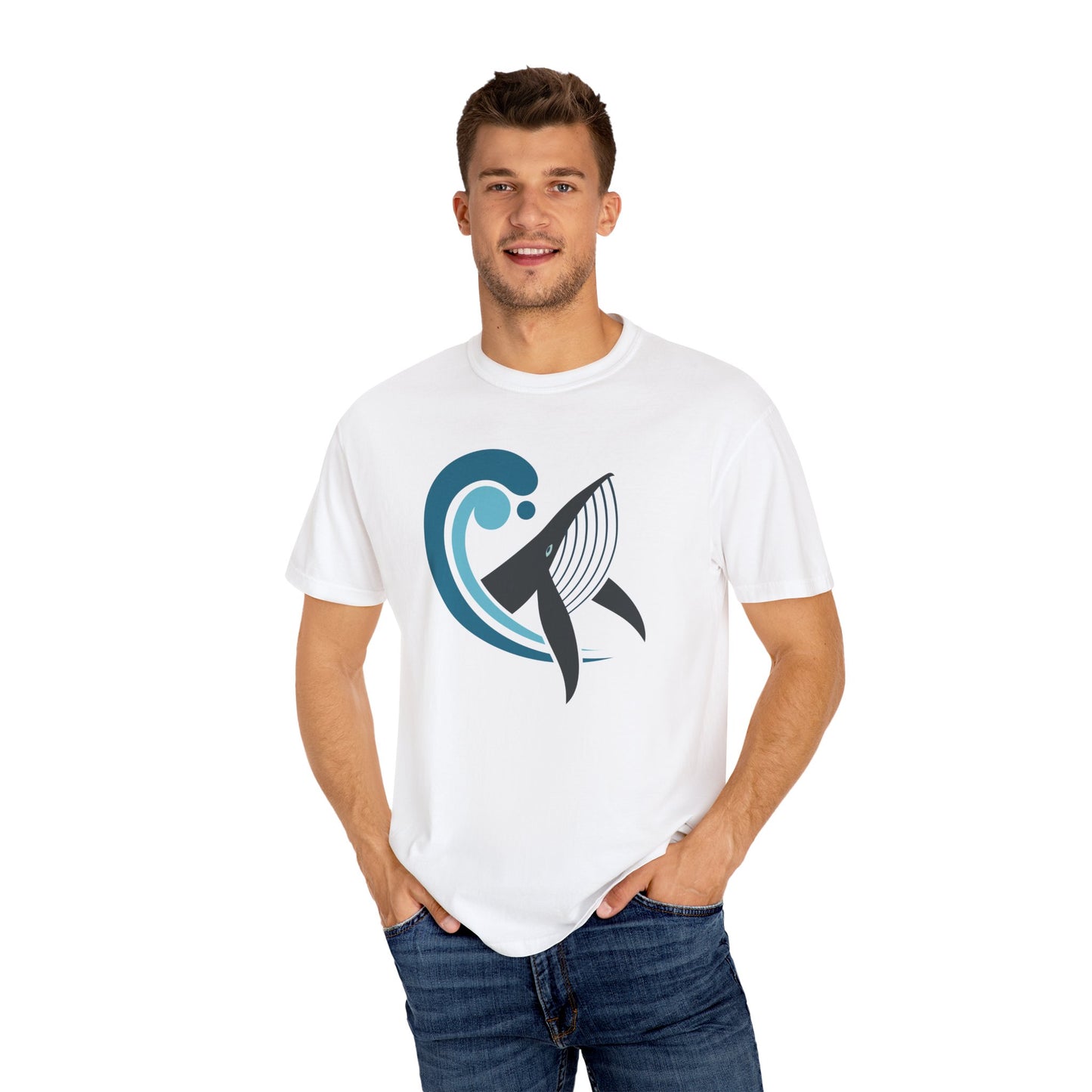 Majestic Whale T-shirt Unisex Mens Womens Garment-Dyed Tee with Sea Animal Whale rint