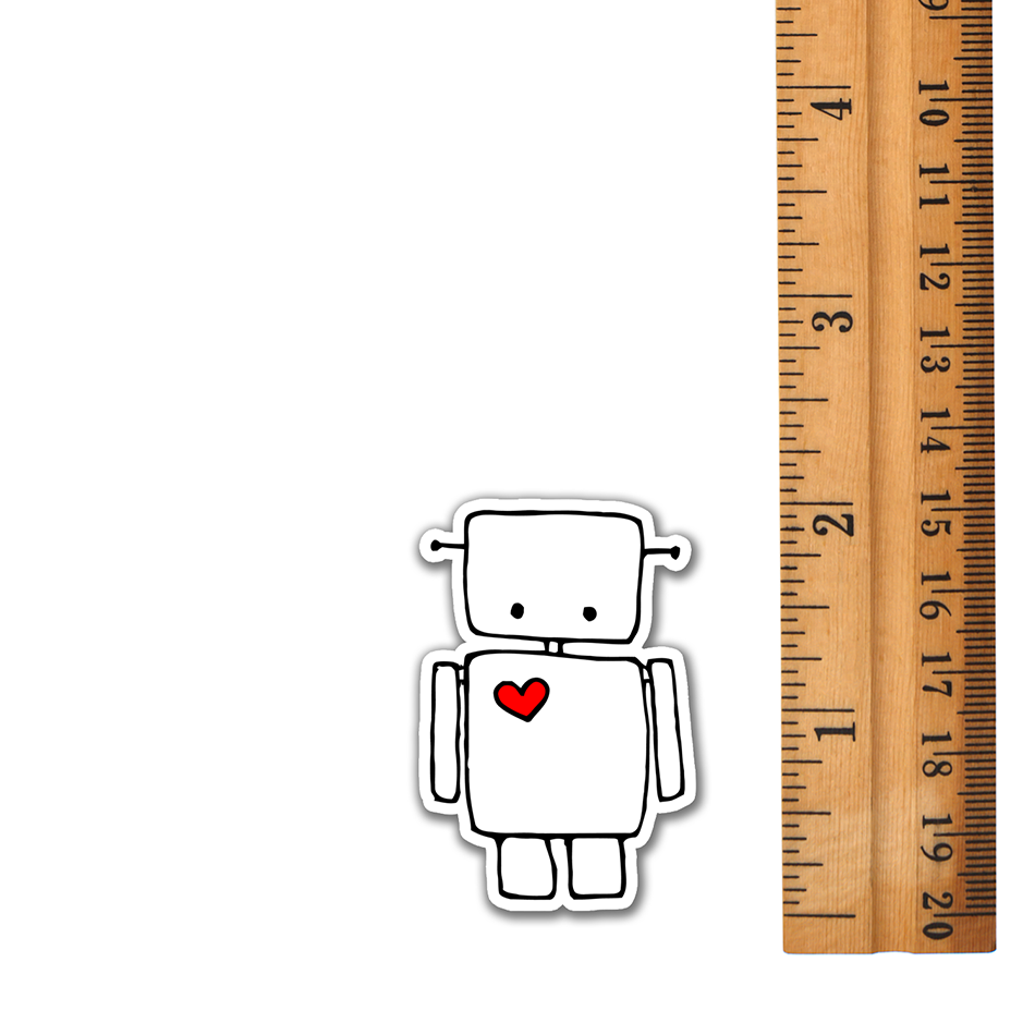 Small 2" Cute Robot Heart Sticker Bundle - Waterproof, Fade-Resistant Decal Stickers Robots