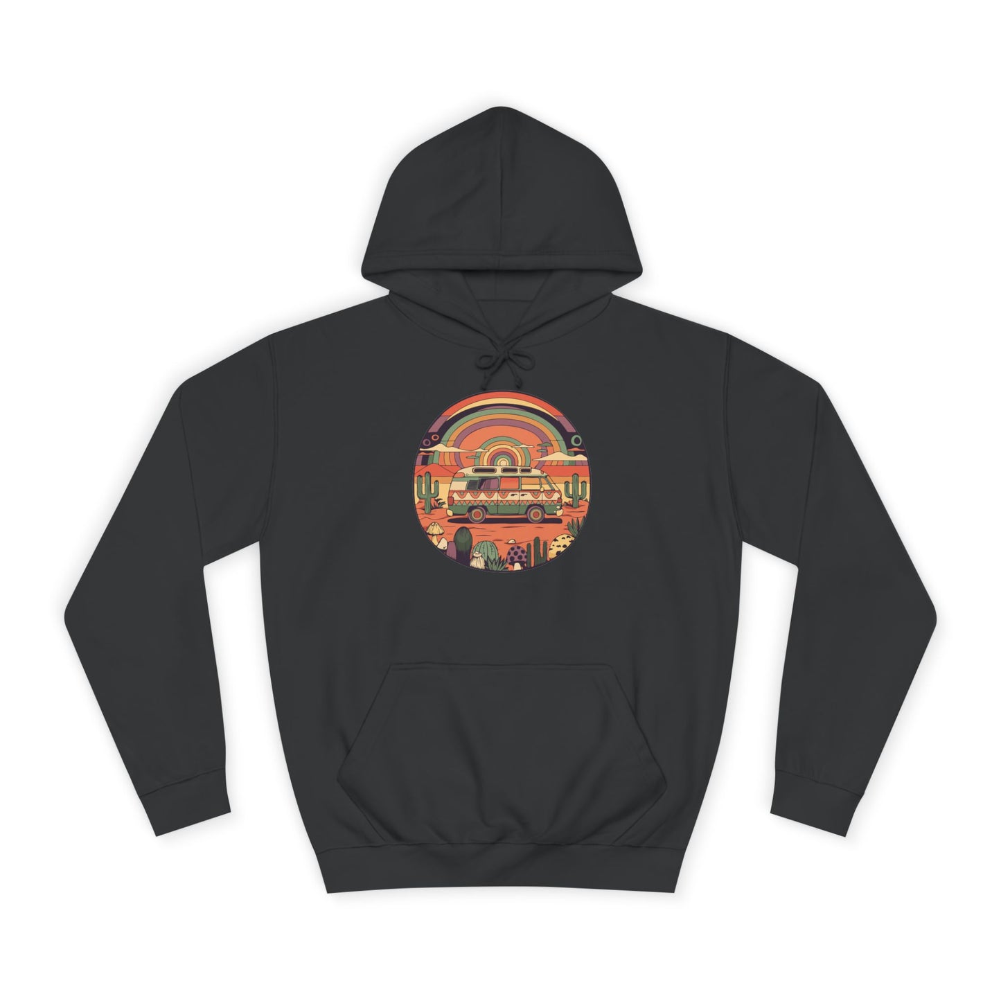 Roadtrippin' In The Desert - Trippy Vanlife Nomad Van Travel Hoodie - Unisex Mens Womens Trippy Hooded Sweatshirt