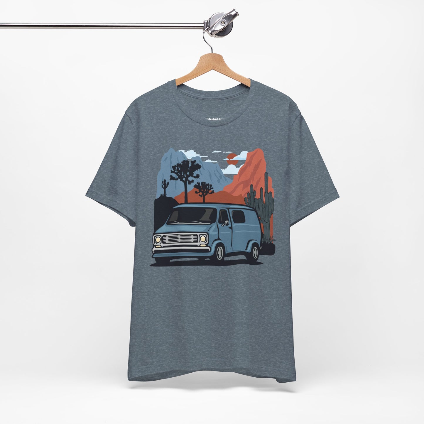 Retro Camper Van T-Shirt | Desert Landscape, Vanlife Cactus Joshua Tree Road Trip Graphic Tee