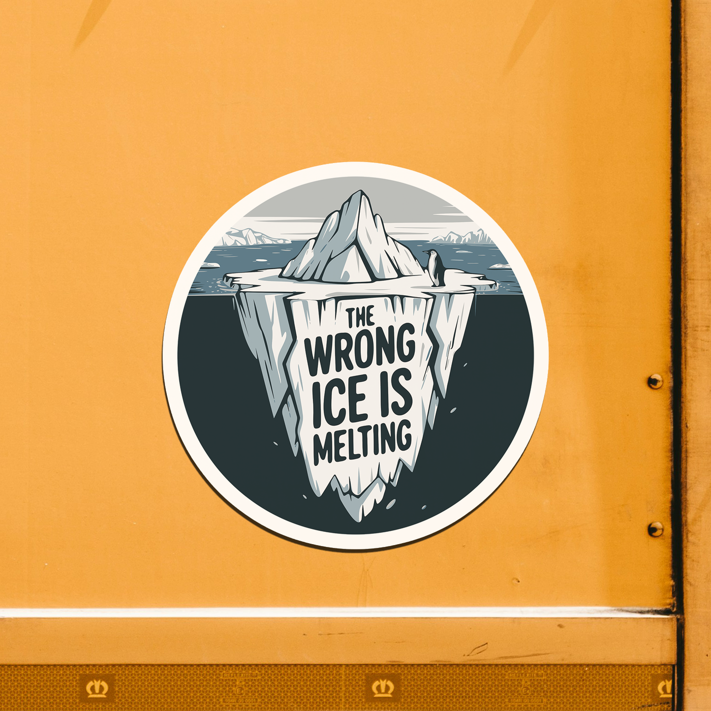 Wrong Ice Is Melting Die Cut Magnet - 5" Funny Political Magnets, Leftist Liberal, Abolish I.C.E. Climate Change Activist Car Fridge