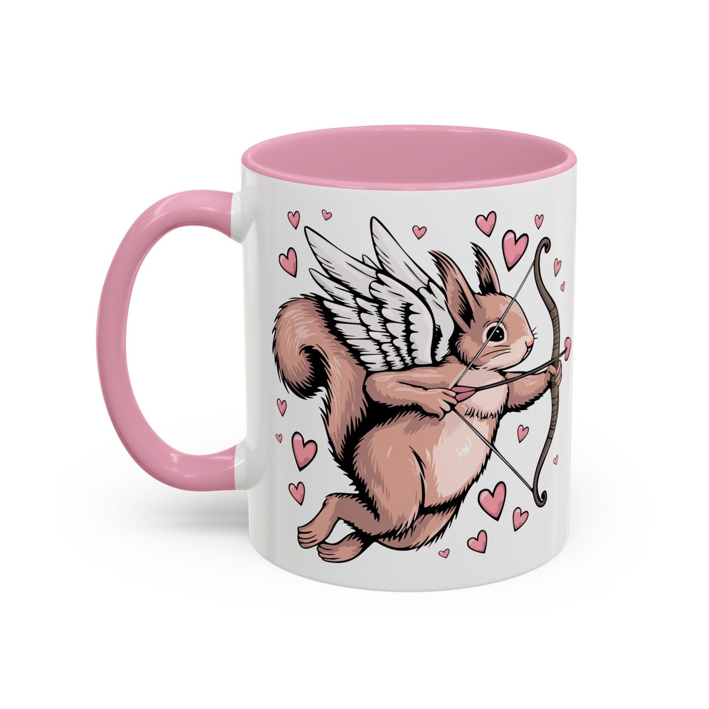 Cupid Squirrel Valentine's Day Pink & White Ceramic Coffee Mug 11oz Valentine Cupid Arrow Squirrels Valentine's Romantic Mugs Gifts