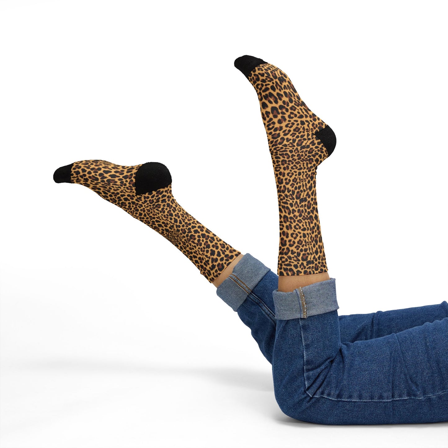 Leopard Print Socks - Womens Cheetah Animal Print Socks - Small, Medium, Large Soft Socks, Ladies Novelty Footwear