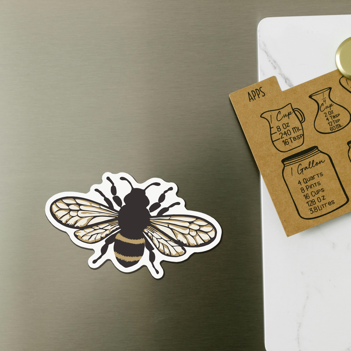 Bee Magnet - 3" Honey Bees Insect Bugs Vinyl Fridge Magnets Indoor Outdoor Bumblebee Bug