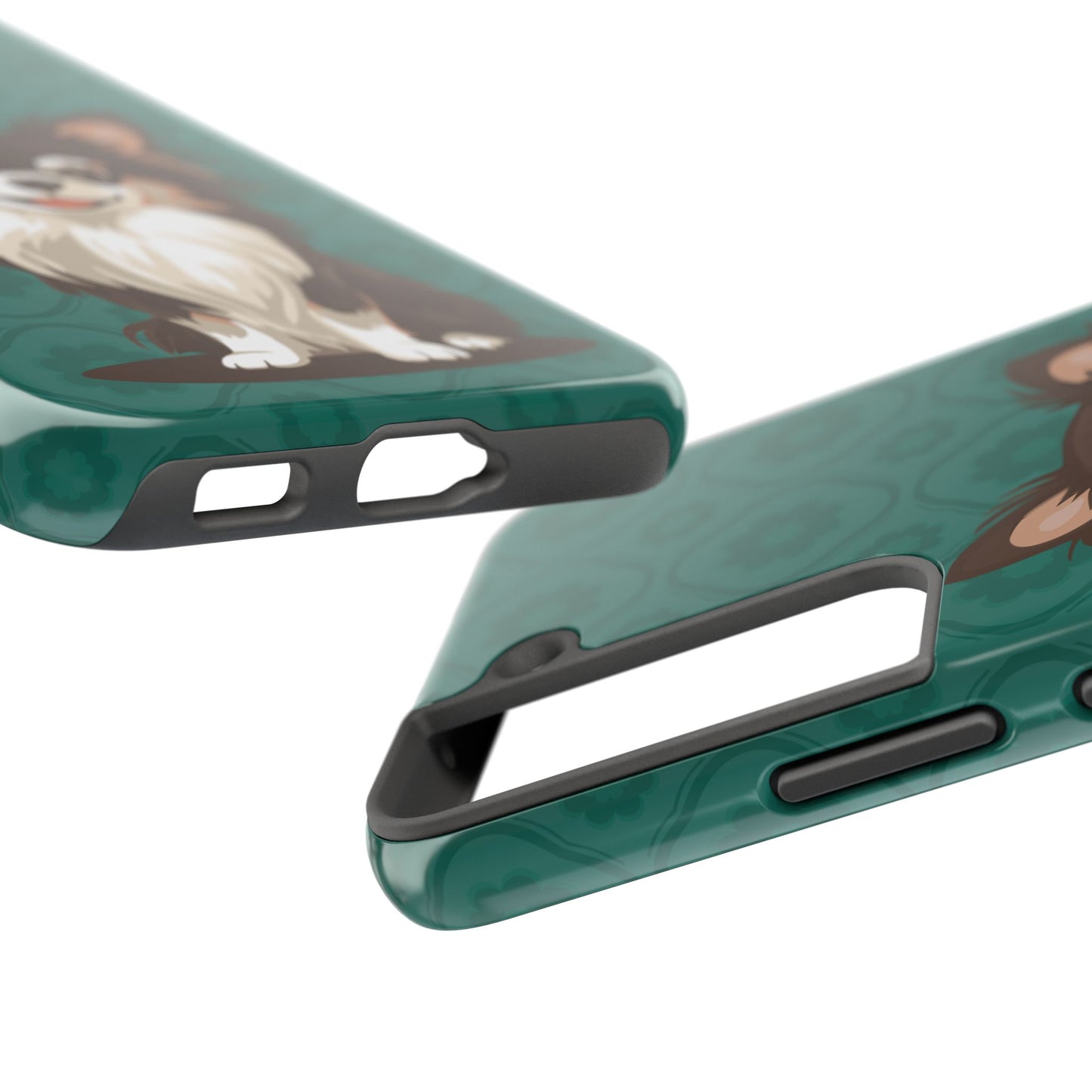 Long Haired Chihuahua Dog Phone Case, Tough Phone Cases Pet Dogs Teal Pattern
