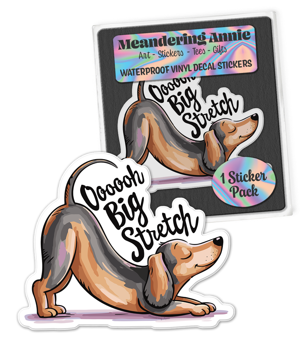 4" Big Stretch Dachshund Sticker - Funny Downward Dog Yoga Wiener Dogs Waterproof Vinyl Decal Stickers