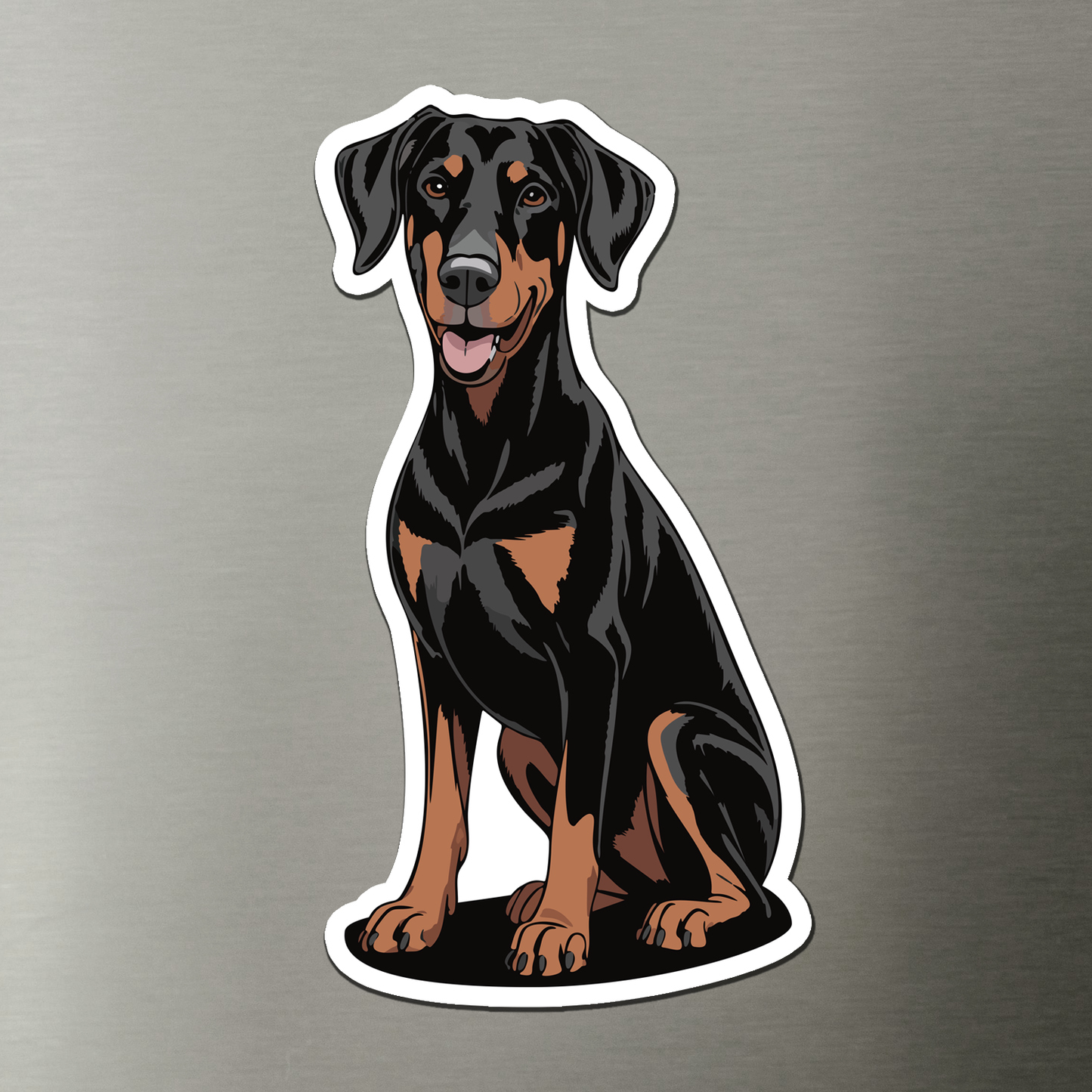 Doberman Pinscher Dog Magnet, 4" Black Brown Floppy Eared Dogs Vinyl Fridge Magnets Indoor Outdoor