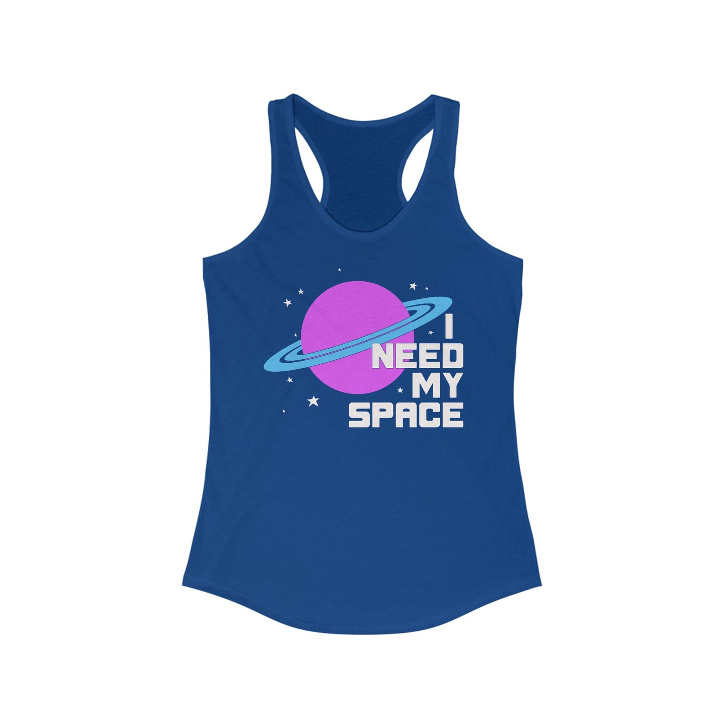 I Need My Space Tank Top Women's Ideal Racerback Tank with Planet Design Funny Introvert Print