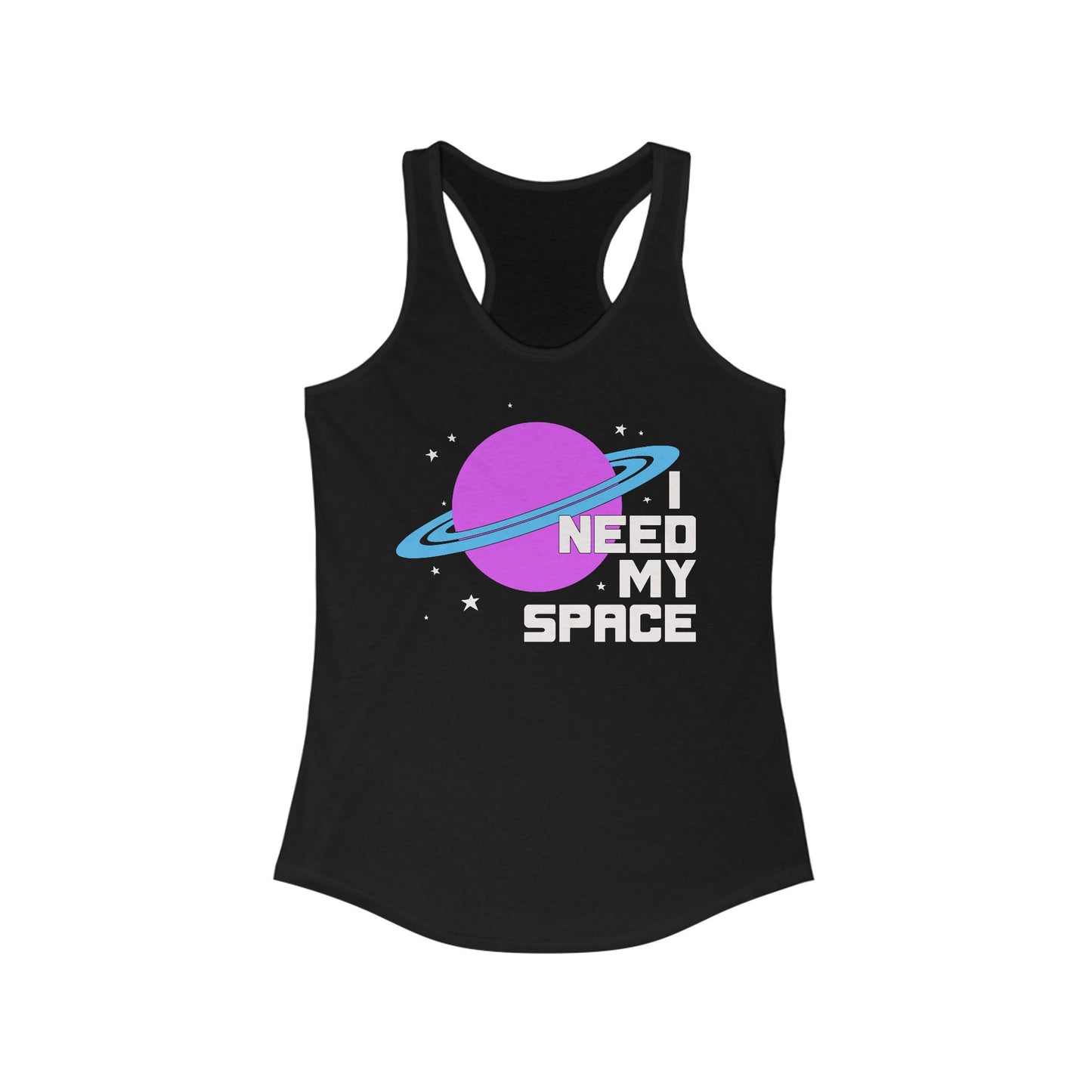 I Need My Space Tank Top Women's Ideal Racerback Tank with Planet Design Funny Introvert Print