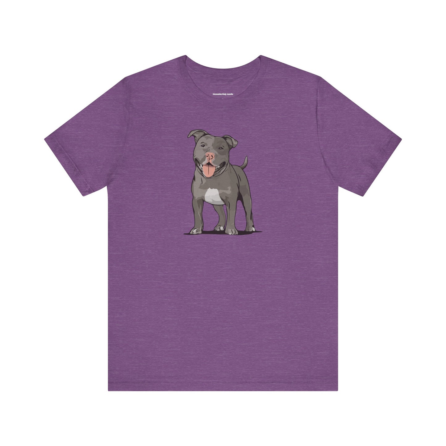 Gray Pitbull Dog T-shirt: Pit Bull Puppy Dogs Unisex Short Sleeve Tee, Pet Owner Gift, Dog Mom Dad Shirt