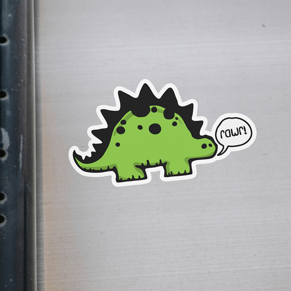 4" Rawr! Dinosaur Sticker - Dino Stegosaurus Funny Dinosaurs Vinyl Decal Stickers Waterproof Outdoor Decals