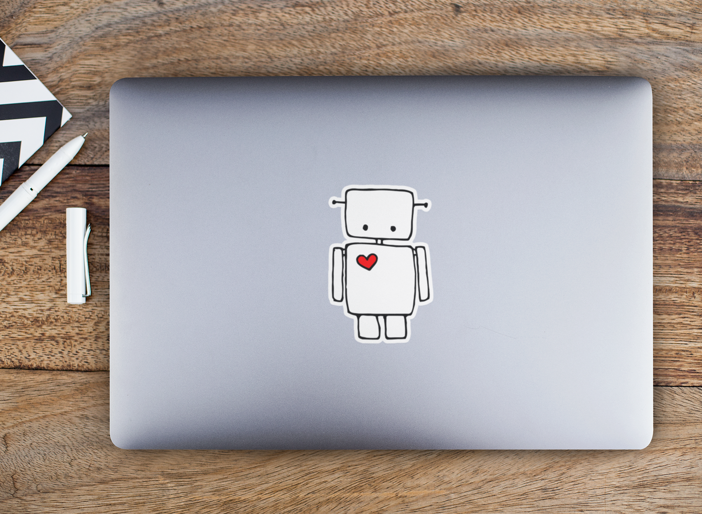 Cute Robot Heart Sticker - 3" Waterproof, Fade-Resistant Decal Stickers Robots Love