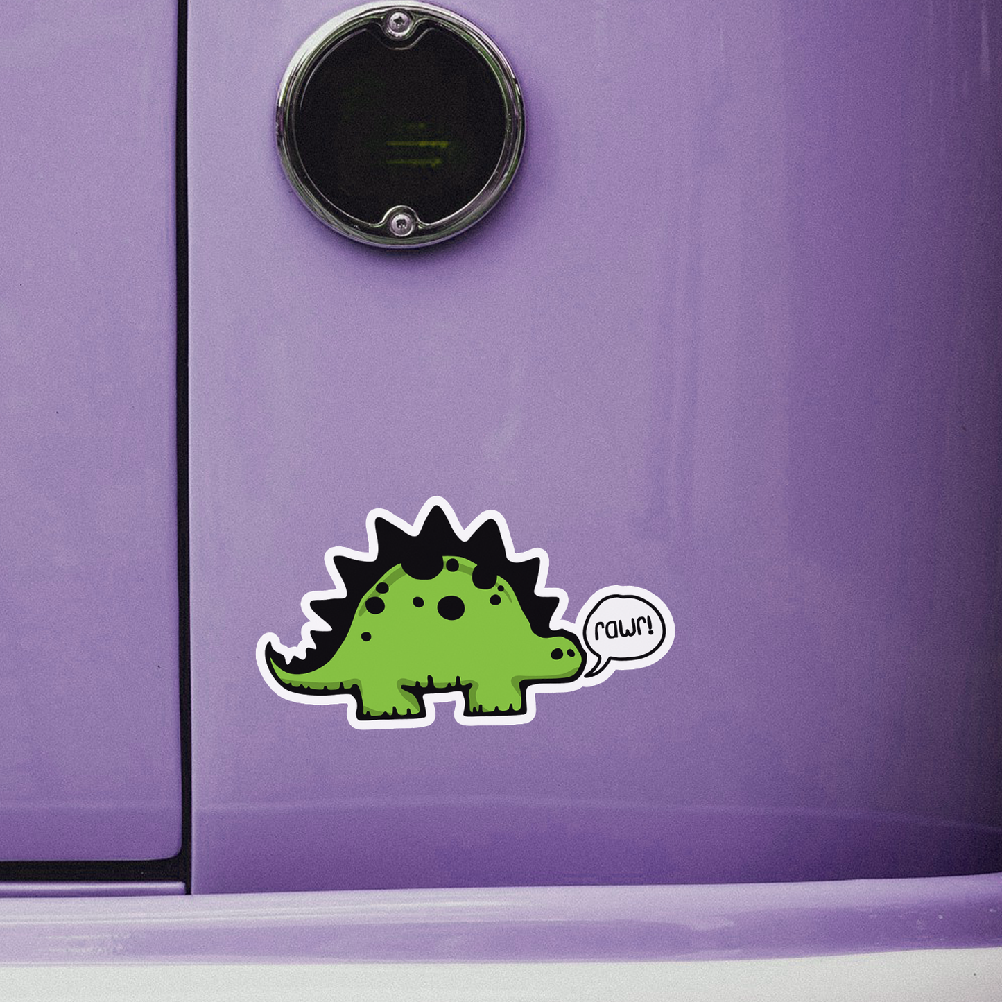 4" Rawr! Dinosaur Sticker - Dino Stegosaurus Funny Dinosaurs Vinyl Decal Stickers Waterproof Outdoor Decals