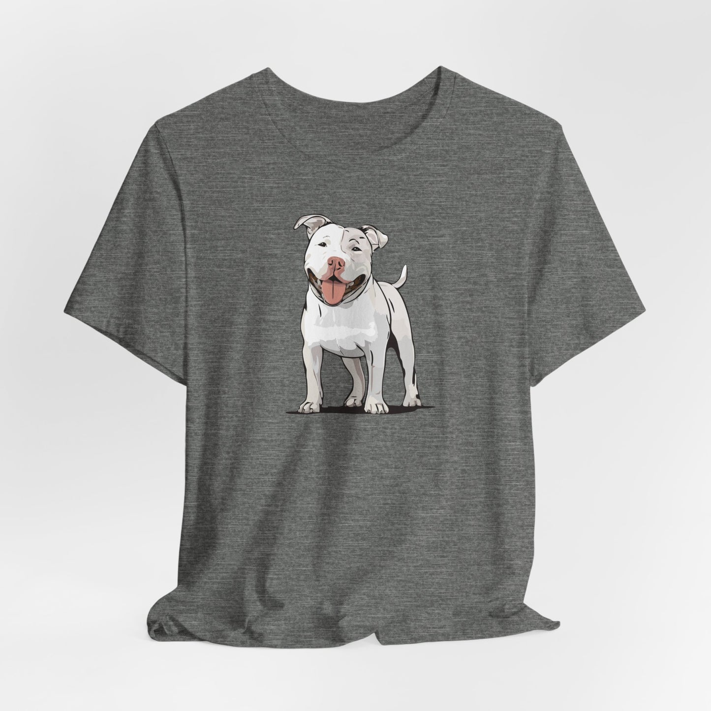 White American Pit Bull Terrier Dog T-shirt: Pitbull Puppy Dogs Unisex Short Sleeve Tee, Pet Owner Dog Mom Dad Shirt