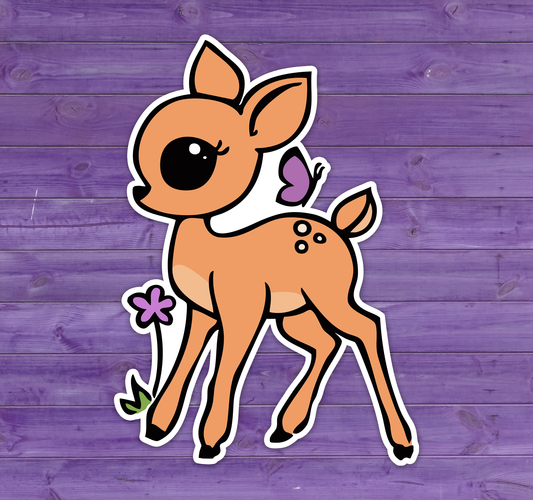 Little Fawn Forest Animal Sticker - 3" Baby Deer Woodland Animals Vinyl Stickers Waterproof Cute Foxes Decal Stickers, Nature Lover Gifts