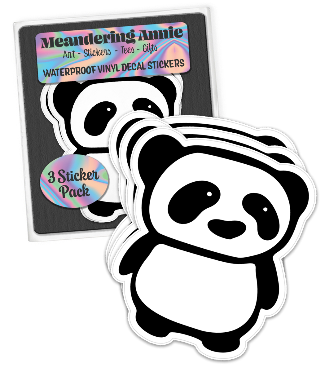 Panda Stickers - Waterproof Decal Sticker Pack Black & White Pandas