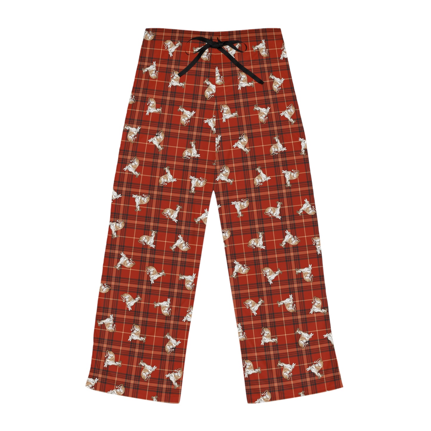 Borzoi Dog Womens Christmas Pajama Pants, Russian Hunting Sighthound Dogs PJ Bottoms Loungewear