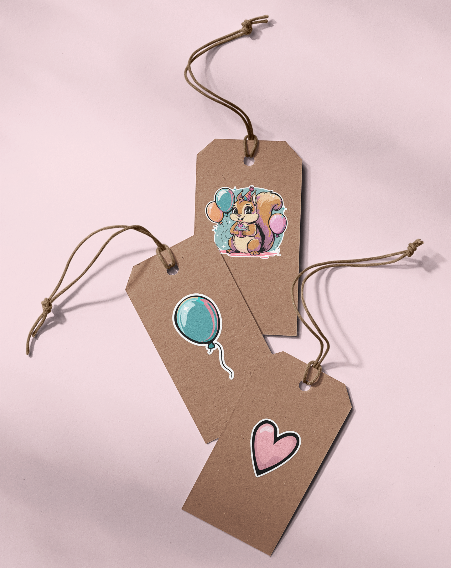 2" Birthday Squirrel Stickers 5, 10, 20 Pack - Party Squirrels Vinyl Decal Stickers B-day Celebration Squirrels Party Favors Gifts Kids