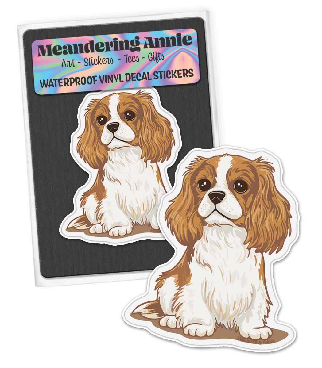 3.5" Louie Blenheim Cavalier King Charles Spaniel Puppy Dog Sticker - Waterproof, Fade-Resistant Decal Stickers