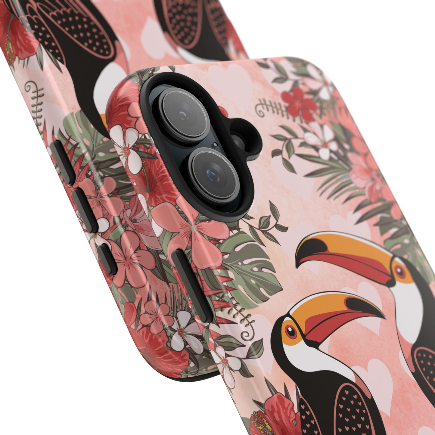 Toucan Tropical Love Birds Phone Case | Tropic Toucans Floral Hearts Art Cell Phone Cases