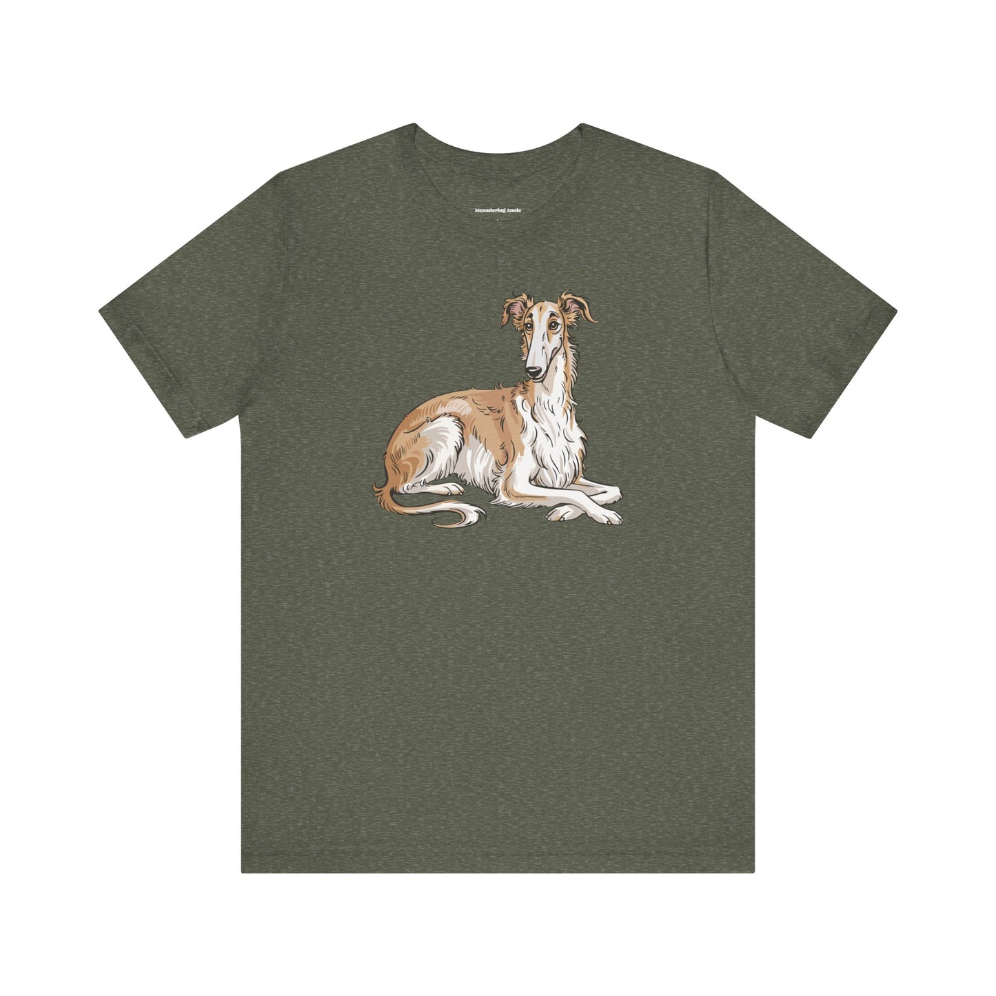 Borzoi Dog Tee | Russuan Hunting Sighthound Dogs Illustration T-Shirt, Cotton Pet Owner Apparel Unisex Shirts