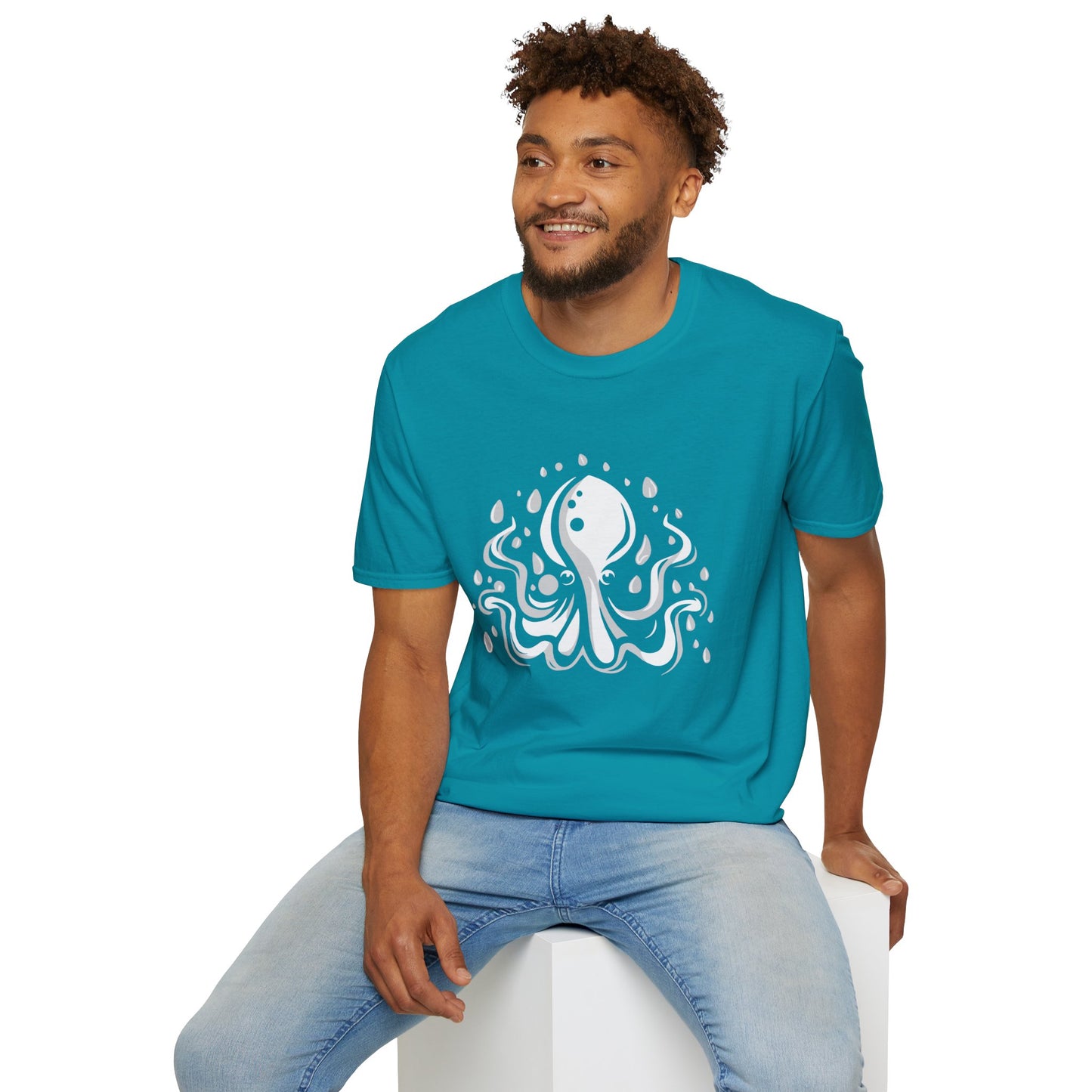 Elusive Octopus Soft T-shirt Unisex Softstyle Tee with Octopus Sea Creature Print