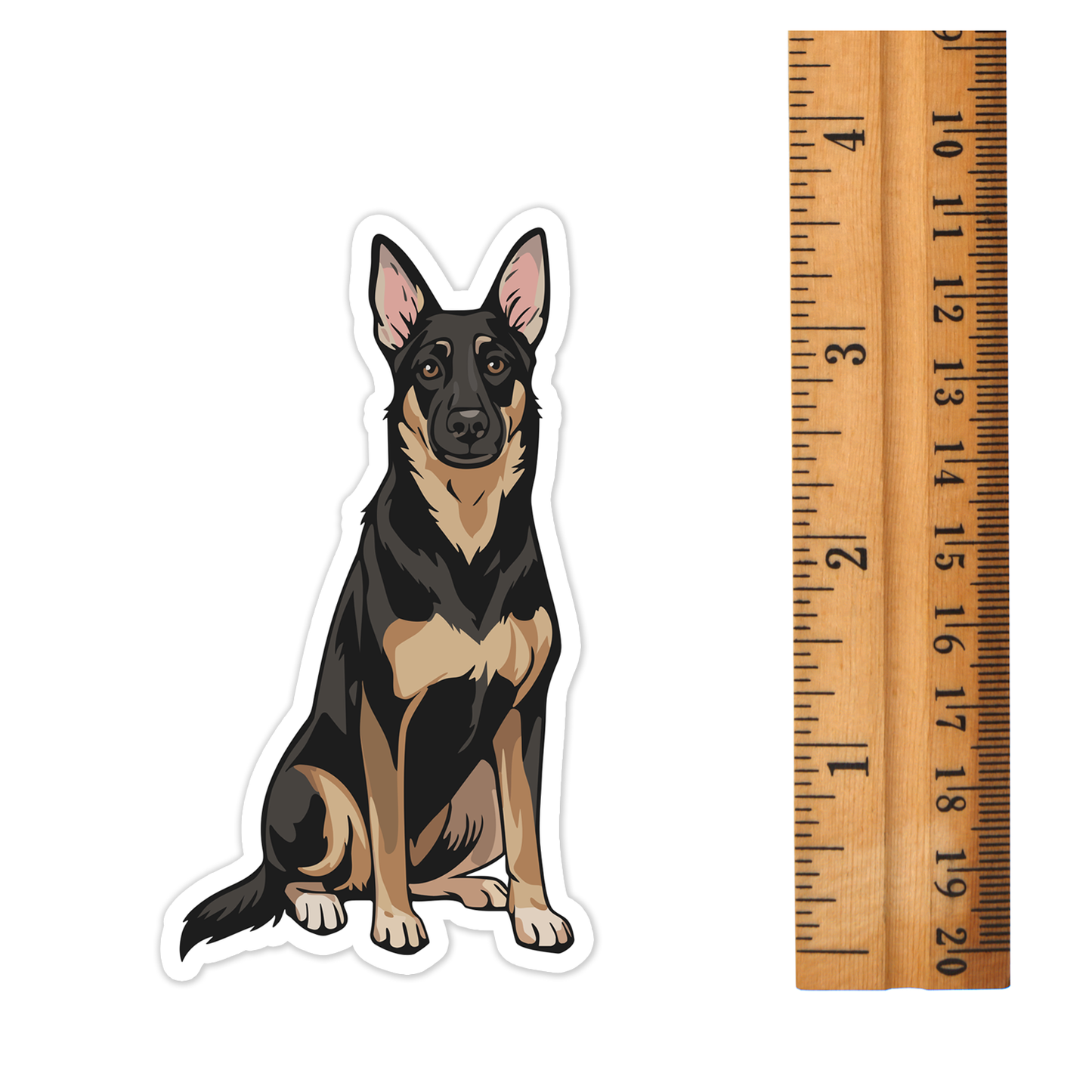 Buddy German Shepherd Dog Sticker - Vinyl Decal Stickers Black Brown Puppy Dogs Design Waterproof Cute Pup Pet Decals