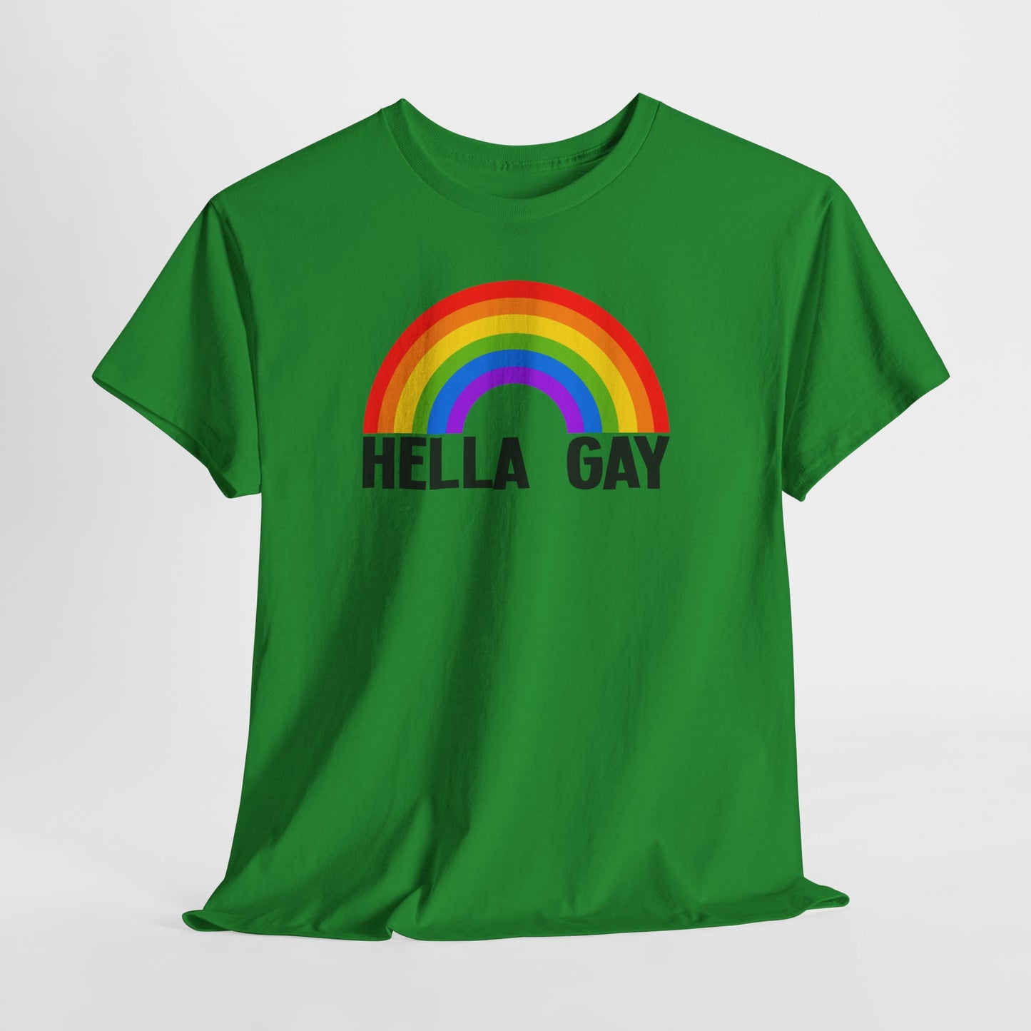 Hella Gay Rainbow Pride T-shirt Unisex Heavy Cotton Tee LGBTQIA+ Mens Womens Cotton Tee