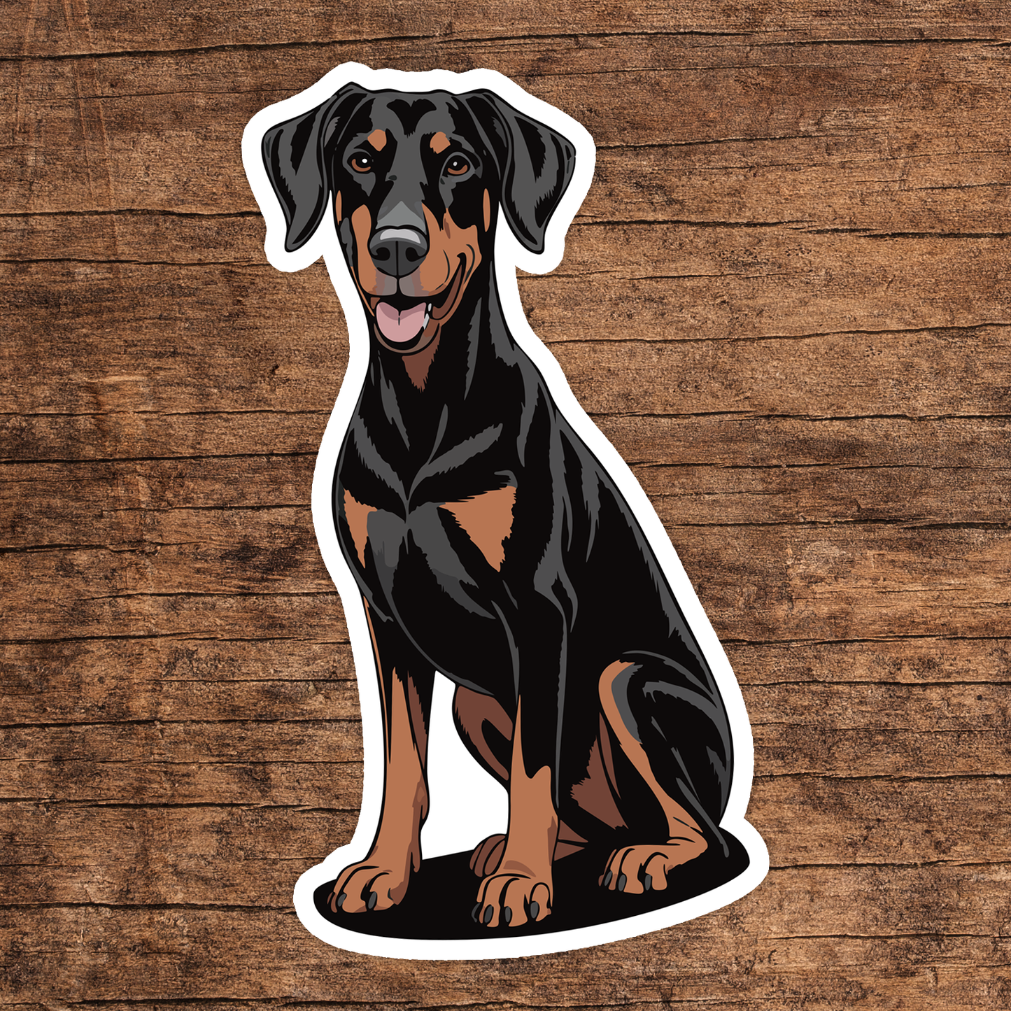 4" Doberman Pinscher Dog Sticker - Vinyl Decal Stickers Black Brown Dogs Design Waterproof Pup Pet Decals