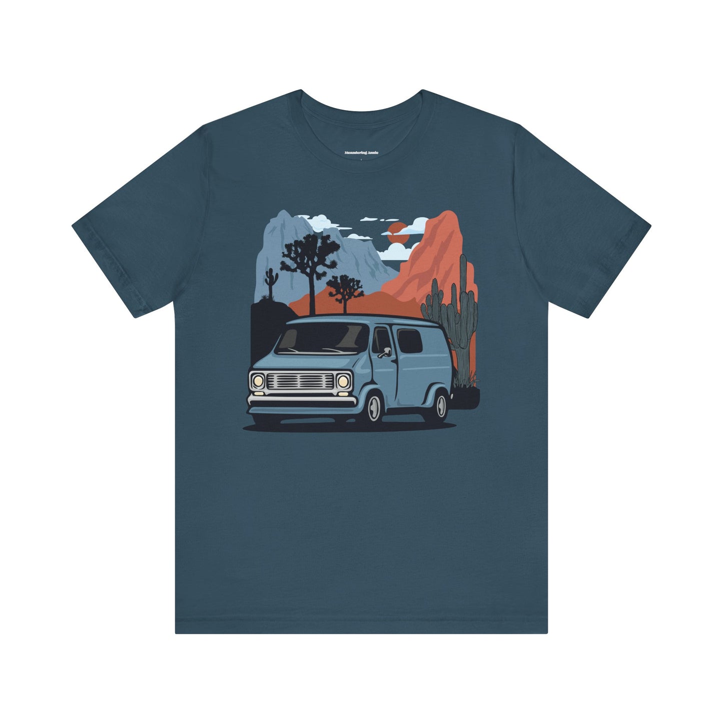 Retro Camper Van T-Shirt | Desert Landscape, Vanlife Cactus Joshua Tree Road Trip Graphic Tee