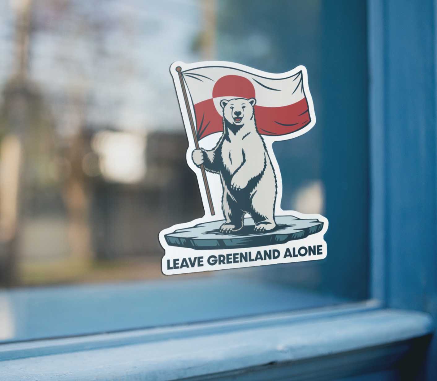 4" Leave Greenland Alone Sticker - Iceberg Polar Bear Vinyl Decal Stickers Waterproof Outdoor Car, Leftist Political Anti-Trump Protest