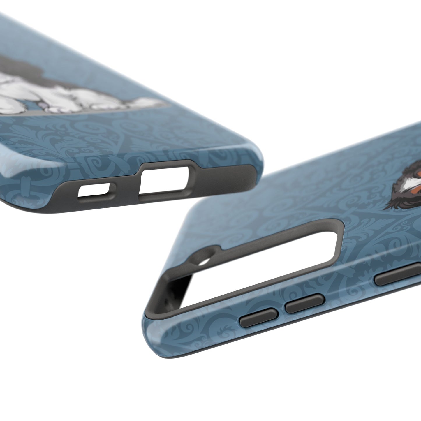 Tricolor Cavalier King Charles Spaniel Dog Phone Case, Tough Phone Cases Pet Dogs Blue Pattern
