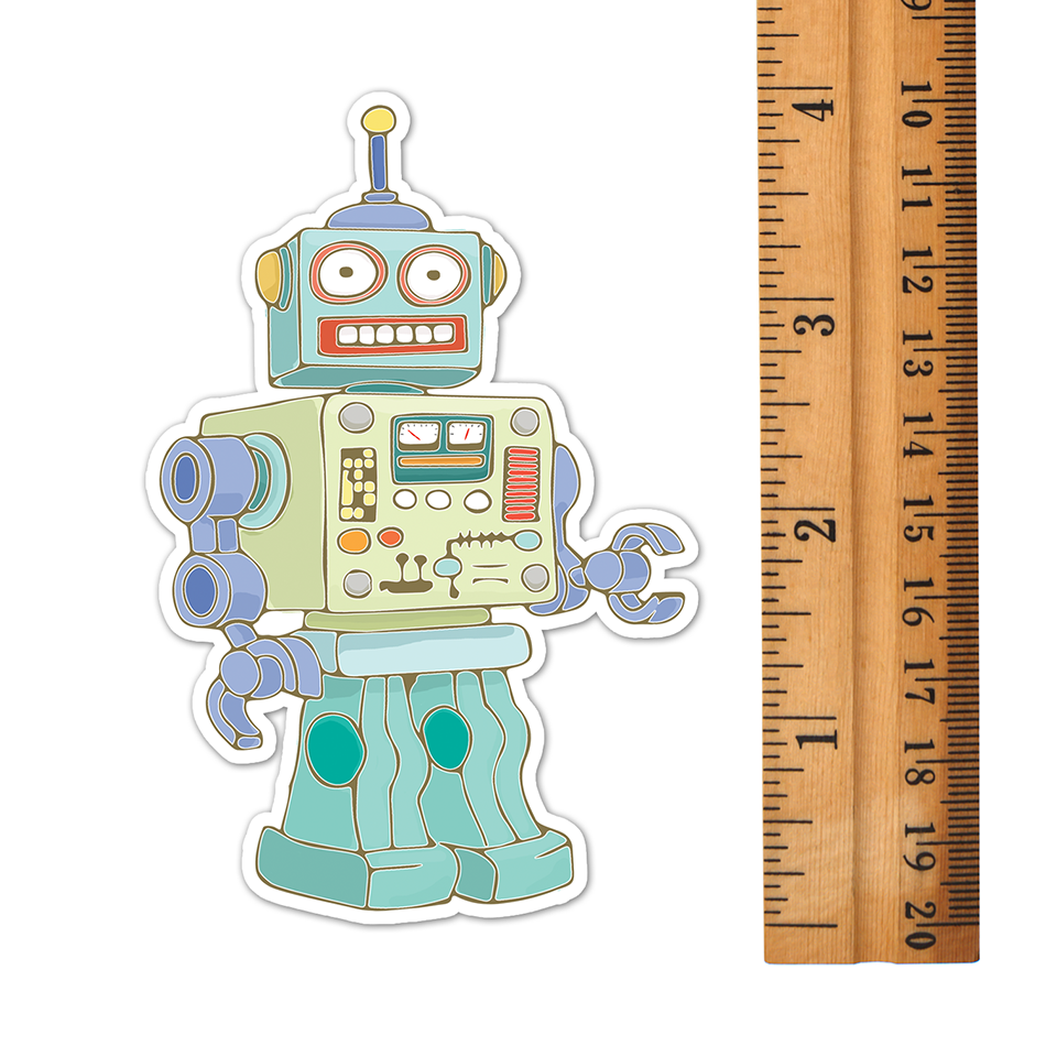 4" Retro Robot Sticker - Waterproof, Fade-Resistant Decal Stickers Colorful Robots