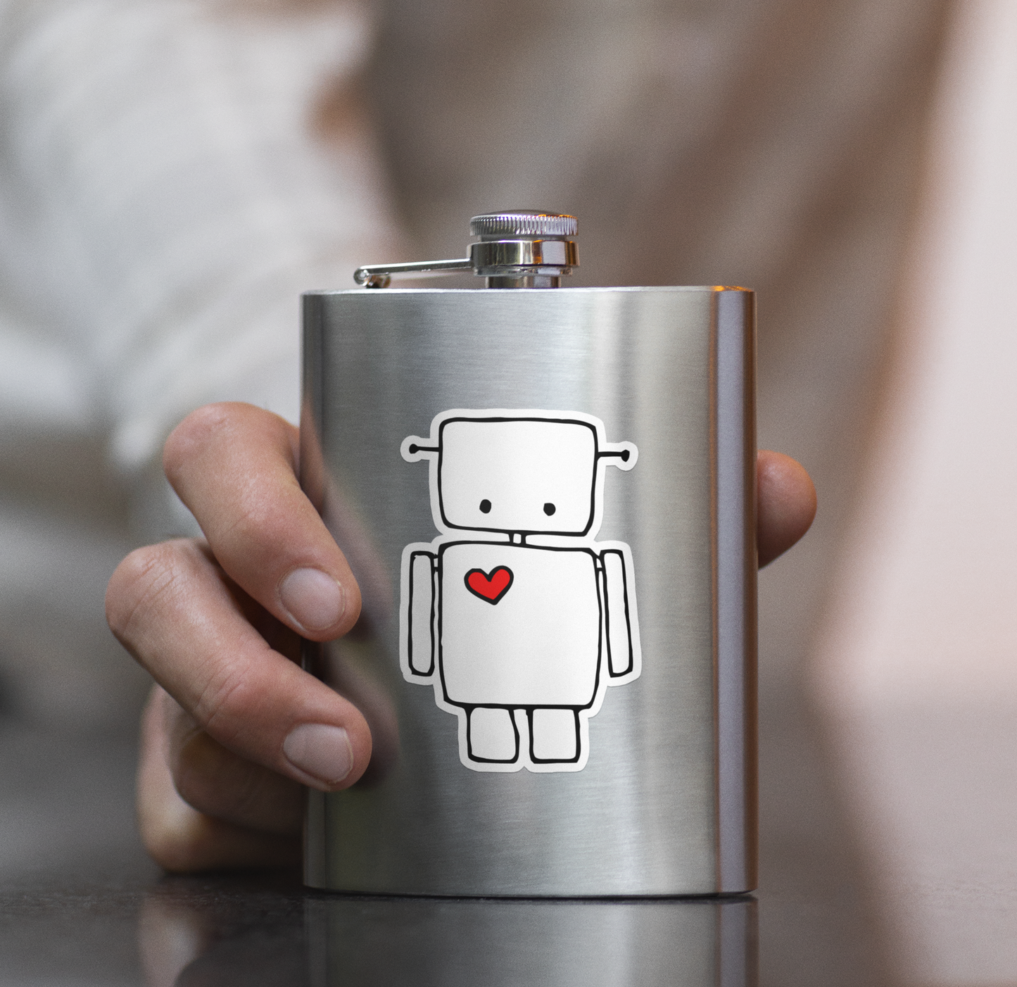 3" Cute Robot Heart Sticker - Waterproof, Fade-Resistant Decal Stickers Robots Love