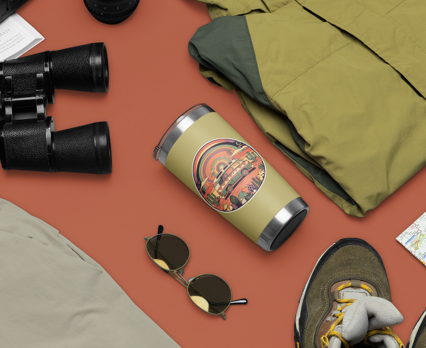 3.5" Roadtrippin' In The Desert Sticker - Vanlife Retro Van Travel Psychedelic Trippy Nomad Decal Stickers