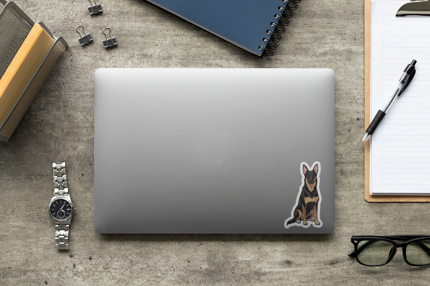 Buddy German Shepherd Dog Sticker - Vinyl Decal Stickers Black Brown Puppy Dogs Design Waterproof Cute Pup Pet Decals
