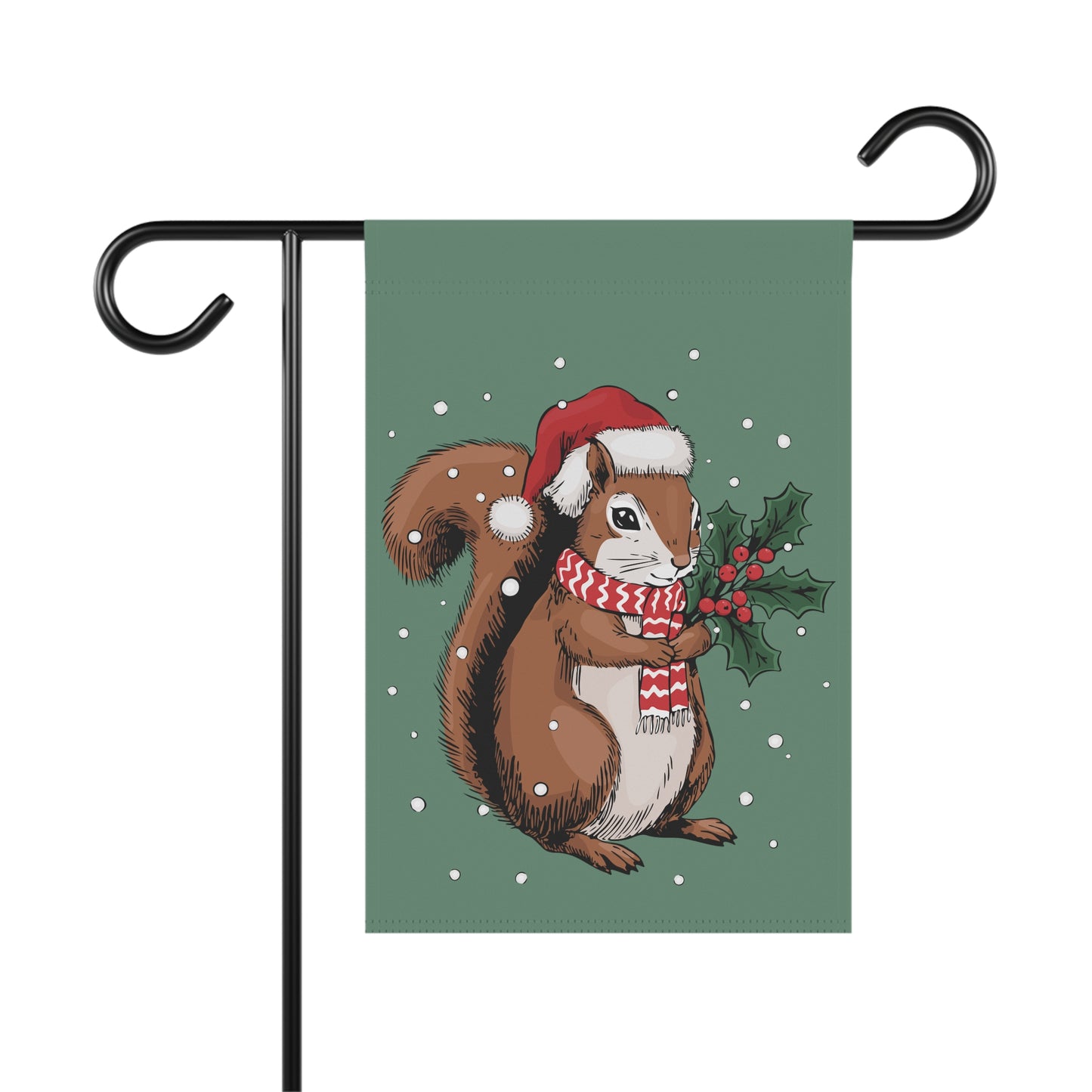 Santa Squirrel Garden Flag, Christmas Decor Yard Banner, Holiday Decorations, Xmas Squirrels Outdoor Flags