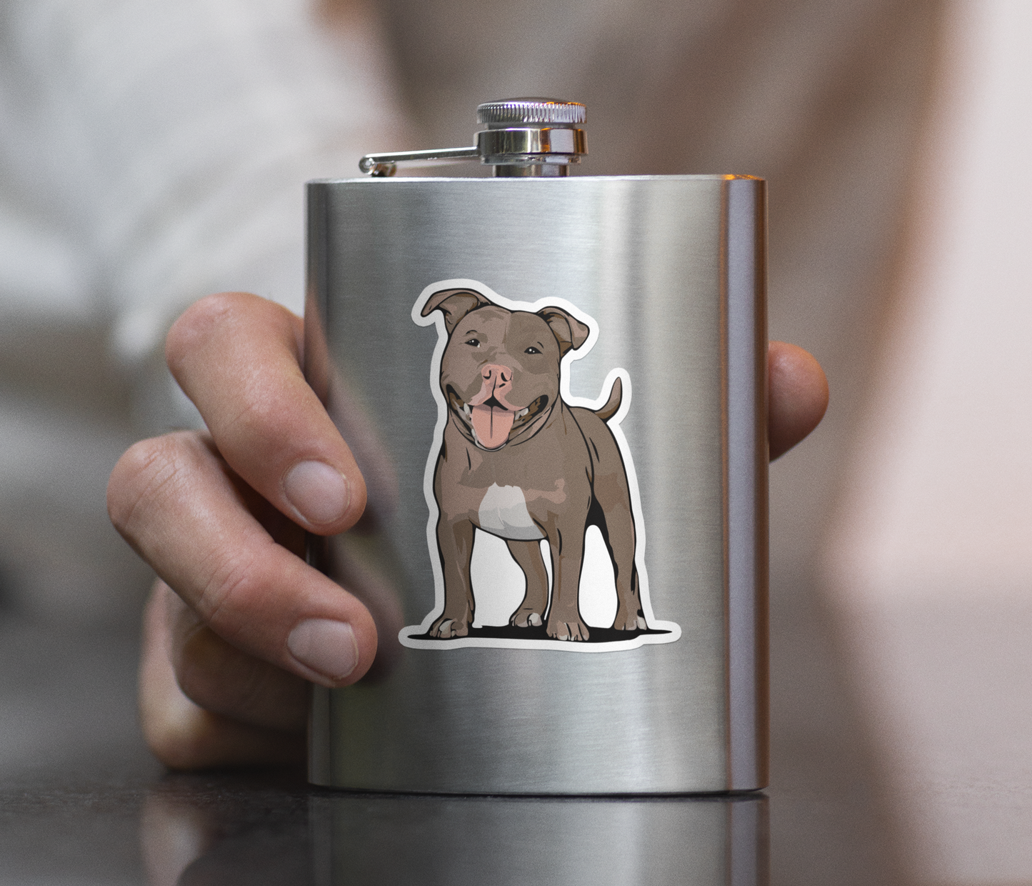 Pit Bull Terrier Dog Sticker - 3" Pitbull Vinyl Decal Stickers Brown Puppy Dogs Design Waterproof Cute Pittie Pup Pet Decals, Suitcase Car